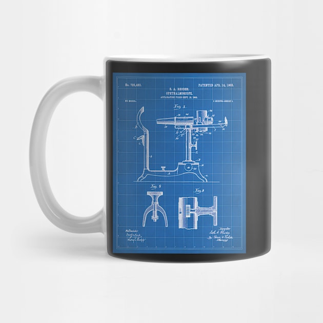 Ophthalmoscope Patent - Optometrist Eye Doctor Office Art - Blueprint by patentpress